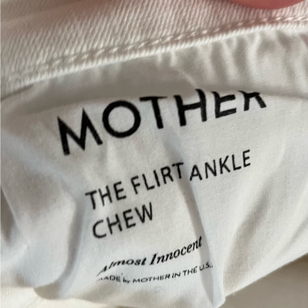 MOTHER White Distressed Frayed-Hem Straight Jeans - Picture 8 of 9